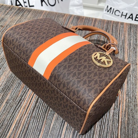 MK Bedford SM Duffle Satchel Crossbody  BrownMulti - Picture 4 of 6